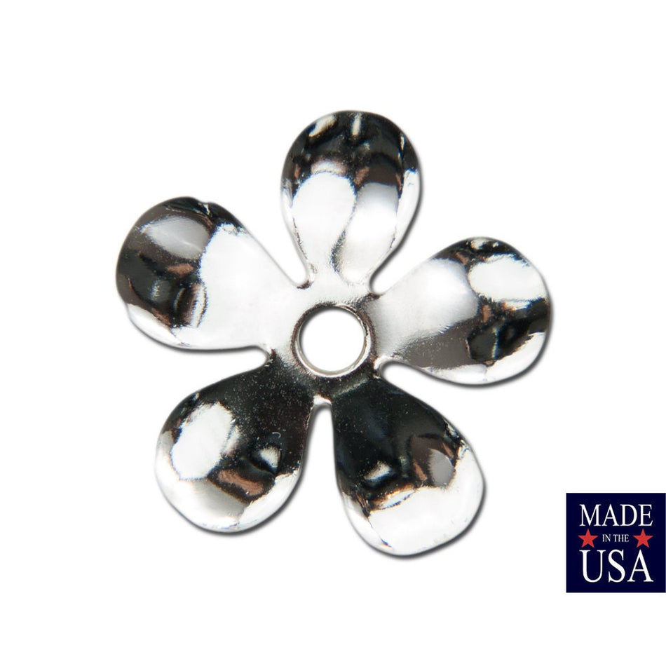 Silver Plated Cupped Flower Bead Cap 18mm (8) mtl263C