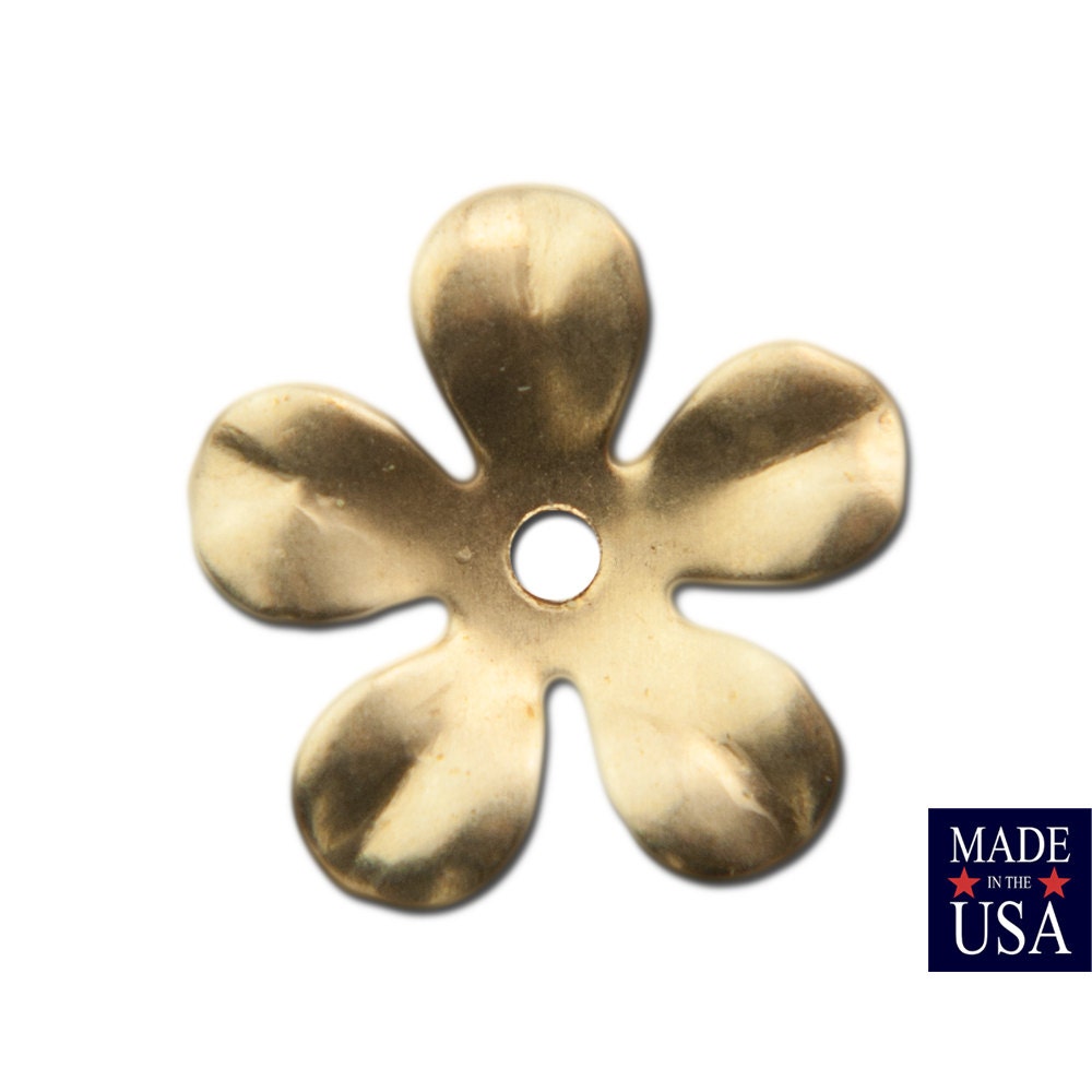 Raw Brass Slightly Cupped Flower Bead Cap 14mm (8) mtl263B