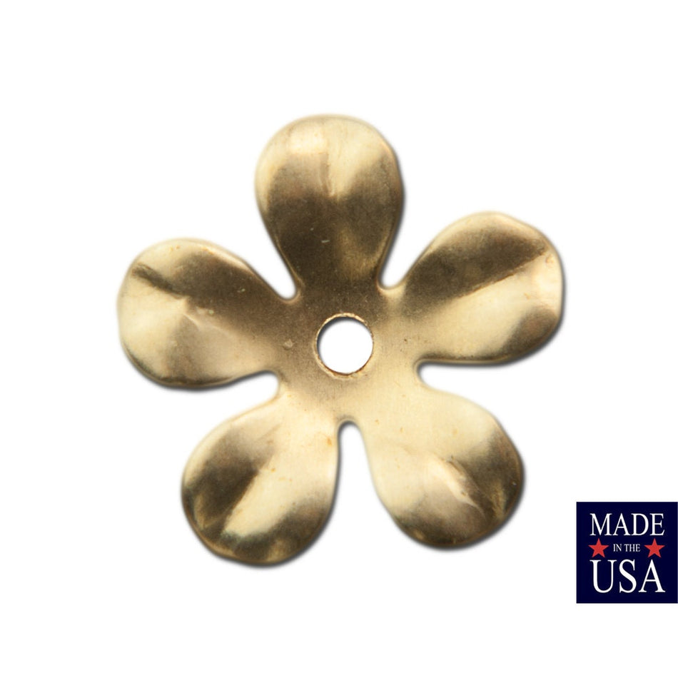 Raw Brass Slightly Cupped Flower Bead Cap 14mm (8) mtl263B