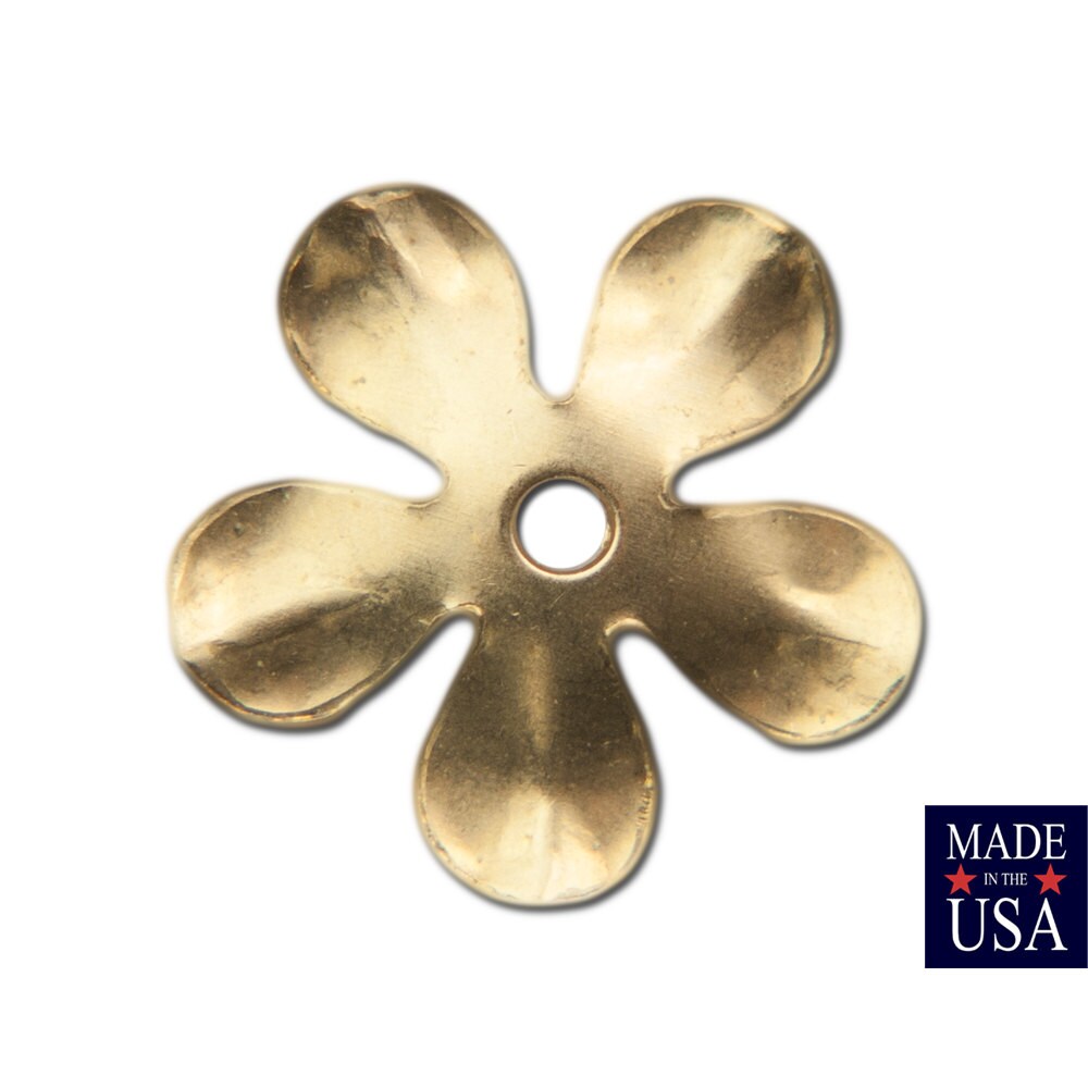 Raw Brass Slightly Cupped Flower Bead Cap 14mm (8) mtl263B