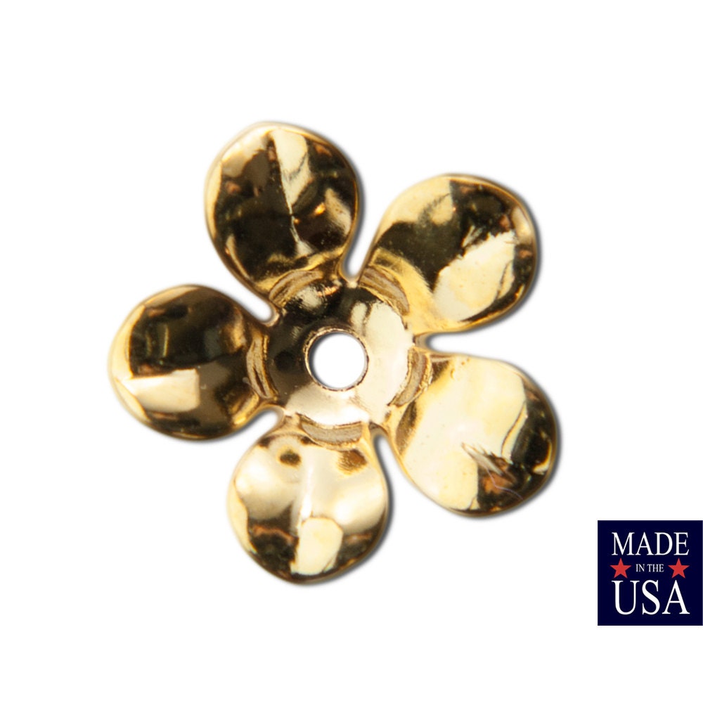 Gold Plated Slightly Cupped Flower Bead Cap 14mm (8) mtl263G