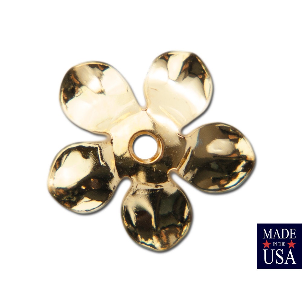 Gold Plated Cupped Flower Bead Cap 12mm (8) mtl263E