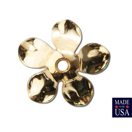 Gold Plated Slightly Cupped Flower Bead Cap 14mm (8) mtl263G