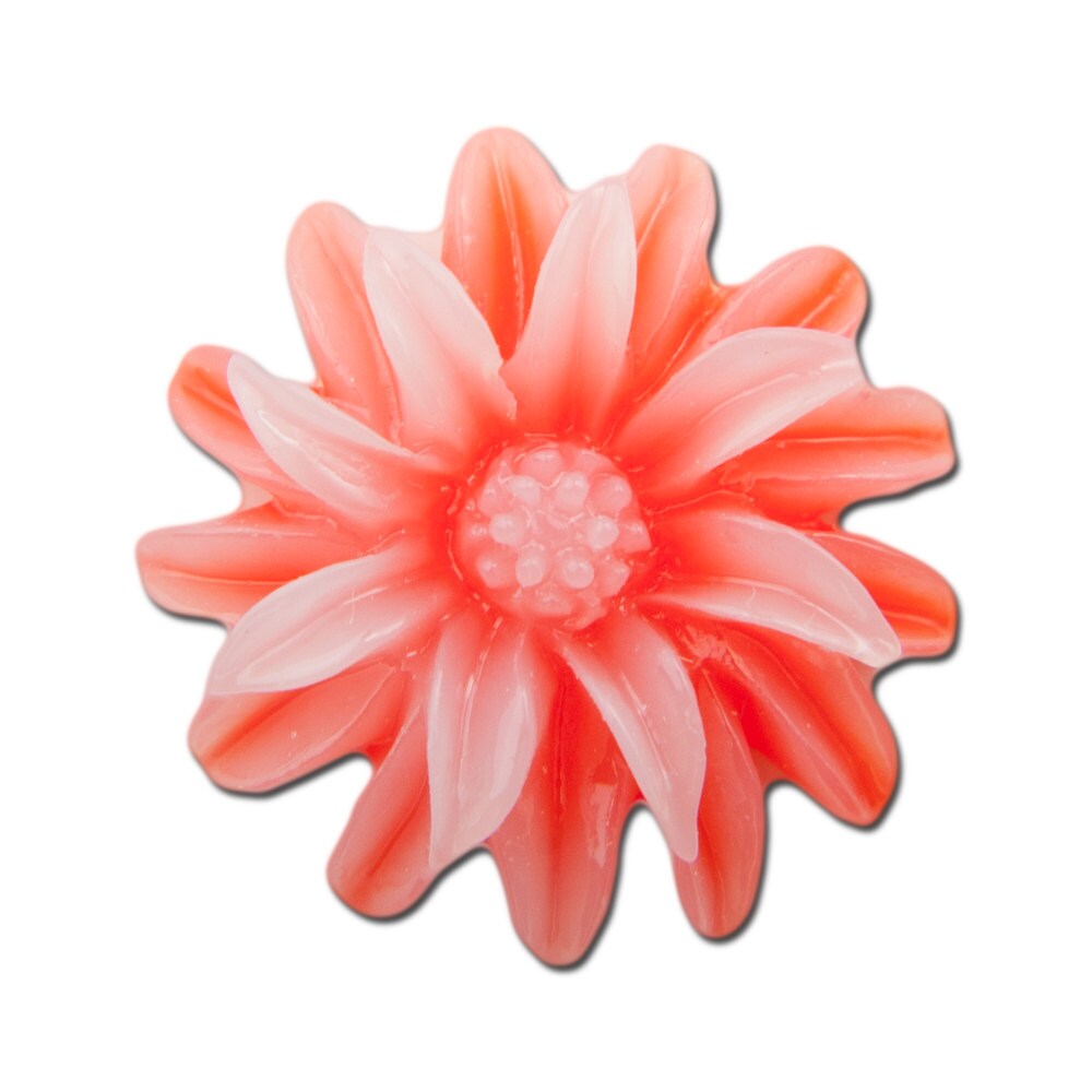Red White Double Layered Acrylic Flower Cabochon 19mm (4) cab850A