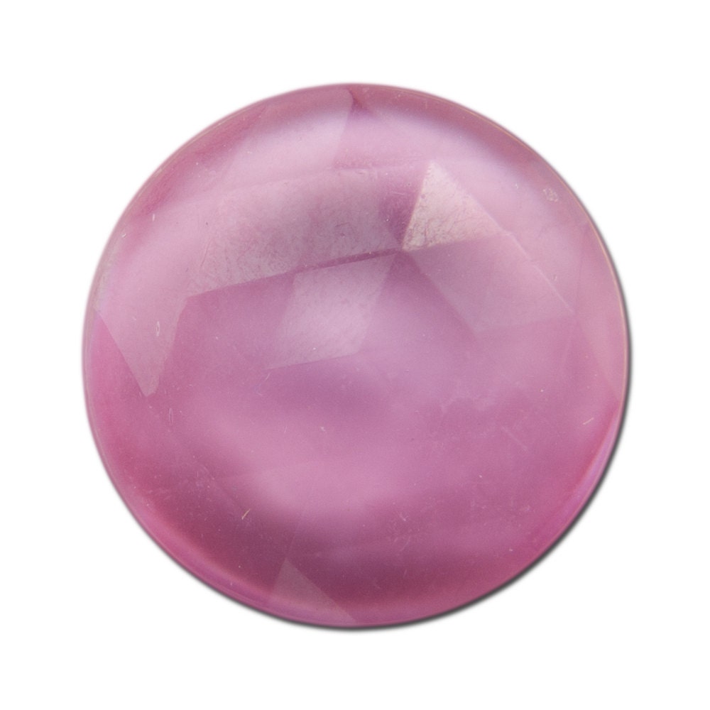 Vintage German Rose Pink Faceted Glass Cabochon 20mm (4) cab488A