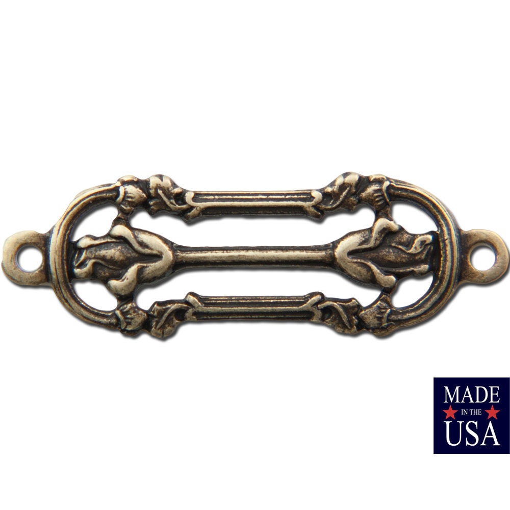 2 Loop Brass Ox Small Deco Filigree Connector Link 23x7mm (8) mtl468B