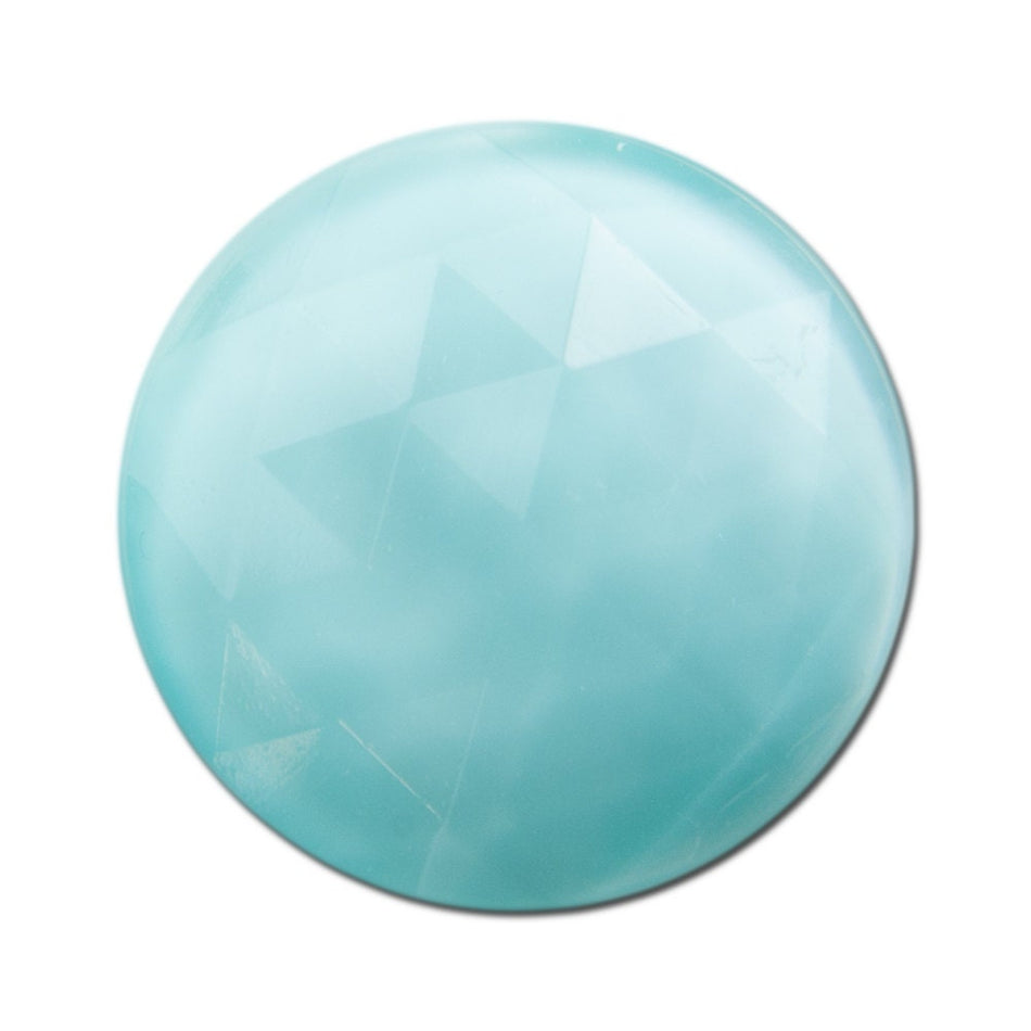 Vintage German Aqua Blue Faceted Glass Cabochon 20mm (4) cab488