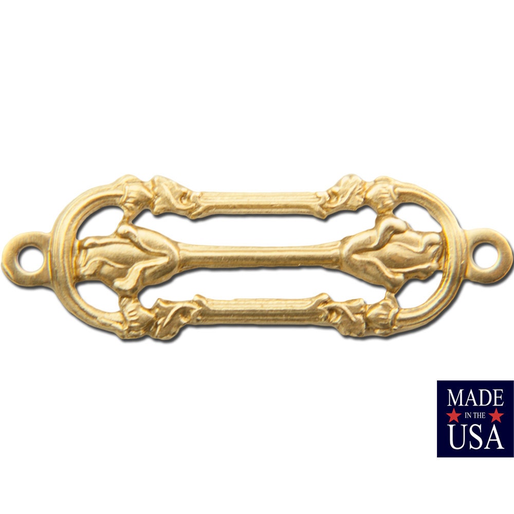2 Loop Raw Brass Small Deco Filigree Connector Link 23x7mm (8) mtl468A