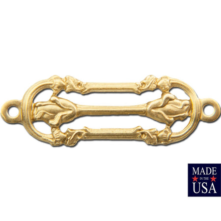 2 Loop Raw Brass Small Deco Filigree Connector Link 23x7mm (8) mtl468A