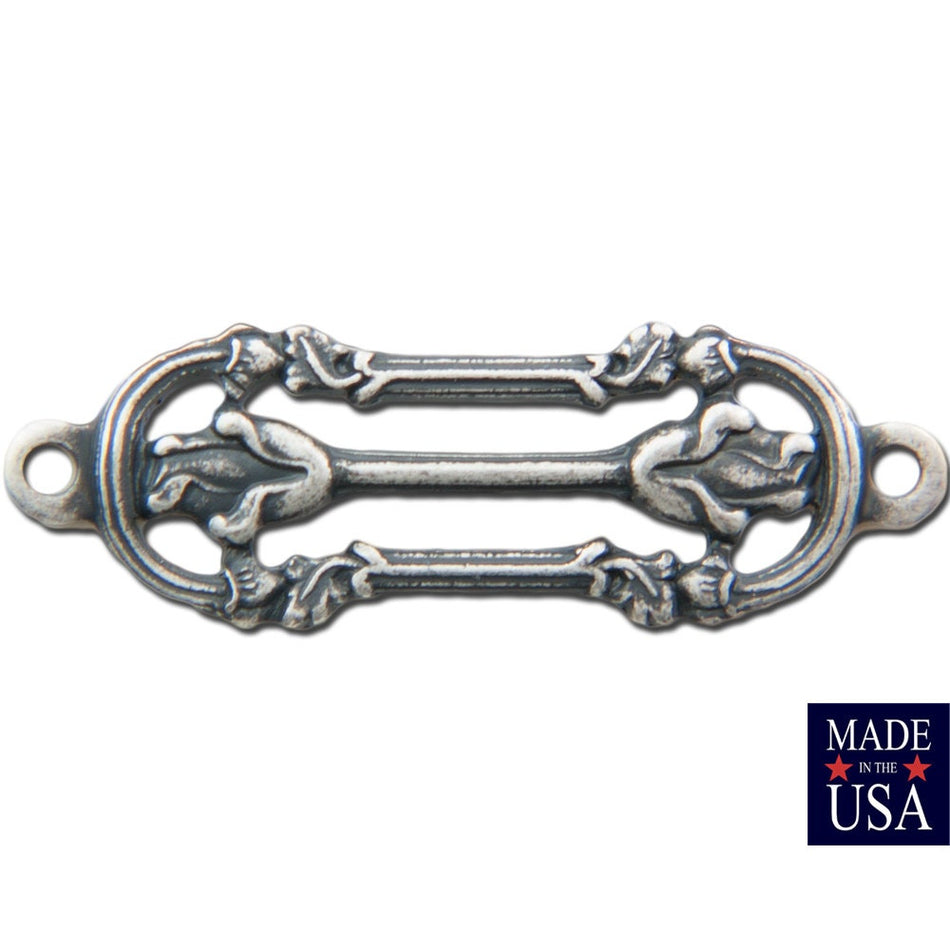 2 Loop Silver Ox Small Deco Filigree Connector Link 23x7mm (8) mtl468C