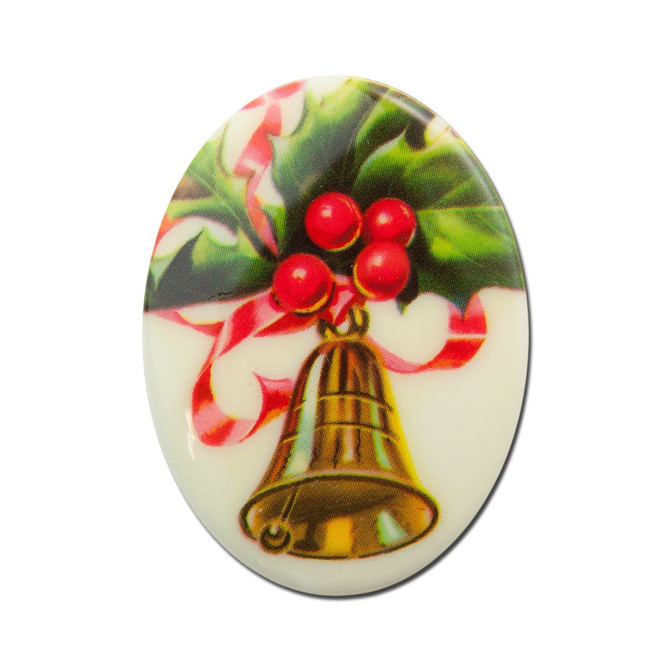 Vintage Christmas Bell Oval Cabochon 40mm X 30mm (1) cab001C