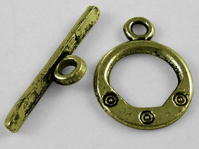 Circular Tribal Top Antiqued Bronze Toggles (15 Sets) tog004C