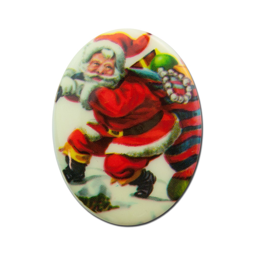 Vintage Retro Santa With Toy Sack Cabochon 40mm X 30mm (1) cab001D