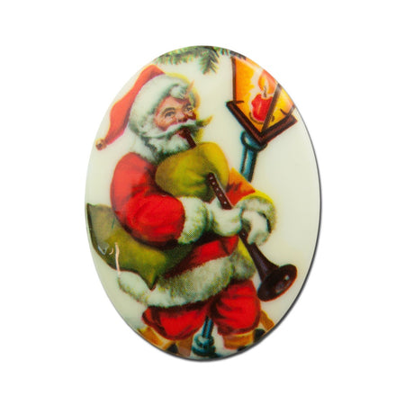 Vintage Retro Santa with Bagpipe Cabochon 40x30mm (1) cab001E