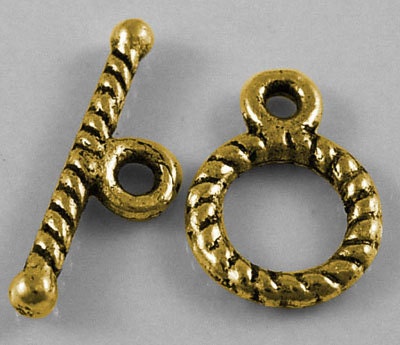 Twisted Top Antiqued Gold Toggles (20 Sets) tog003B