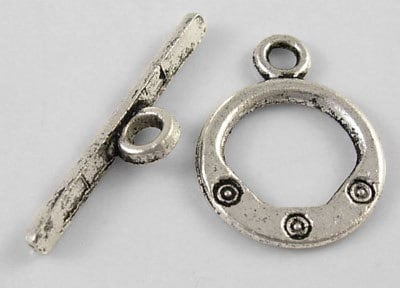 Circular Tribal Top Antiqued Silver Toggles (15 Sets) tog004A