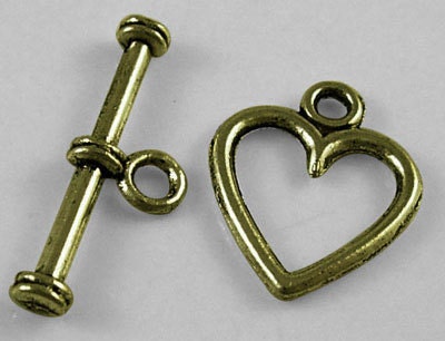 Rounded Heart Antiqued Bronze Toggles (20 Sets) tog005C