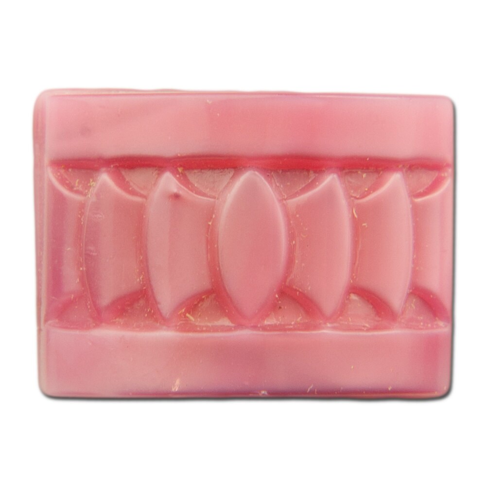Vintage Czech Deco Pink Glass Etched Cabochons 18x13mm (2) cab775D