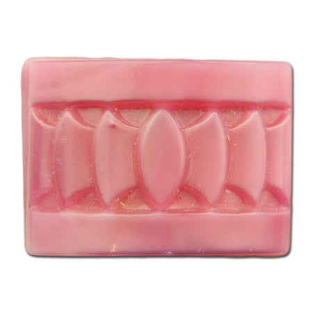 Vintage Czech Deco Pink Glass Etched Cabochons 18x13mm (2) cab775D