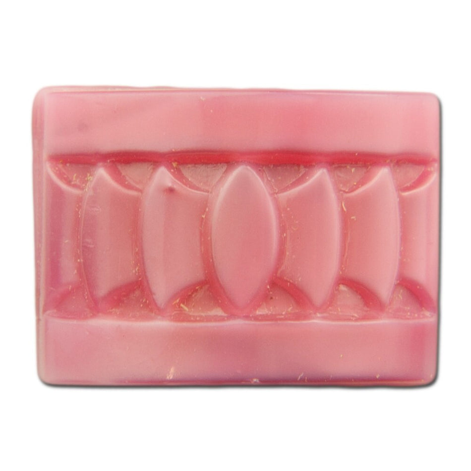 Vintage Czech Deco Pink Glass Etched Cabochons 18x13mm (2) cab775D