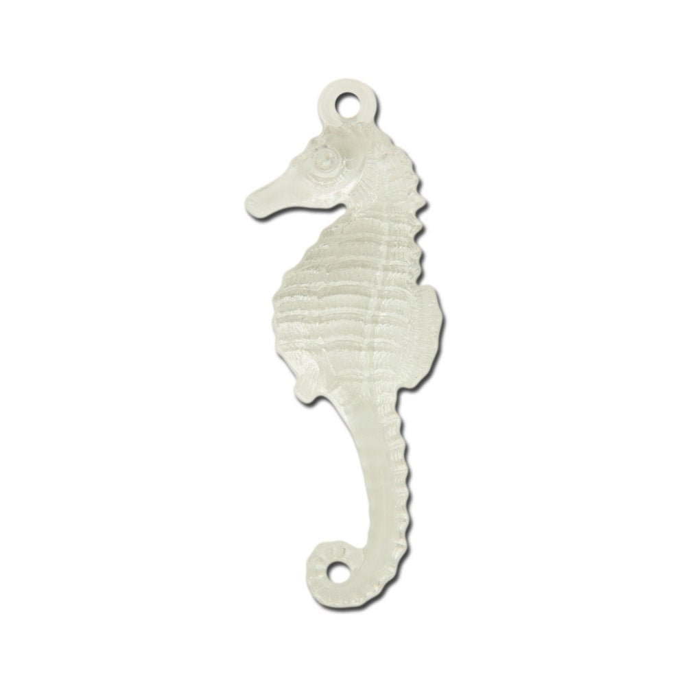 Vintage West German Lucite Crystal Clear Seahorse Pendants Charms 50x17mm pnd063E