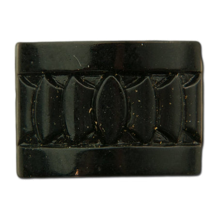 Vintage Czech Deco Jet Black Glass Etched Cabochons 18x13mm (2) cab775C