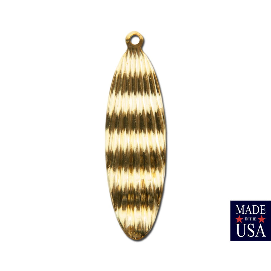 Raw Brass Ribbed Wavy Oval Top Loop Pendant (6) mtl424A