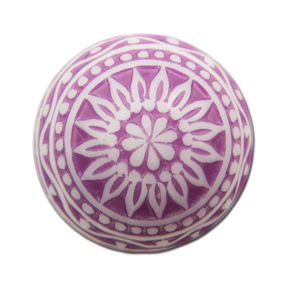 Vintage Etched Mosaic Purple and White Cabochons 18mm (2) cab710A