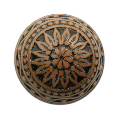 Vintage Etched Mosaic Brown and Black Cabochons 18mm (2) cab710D