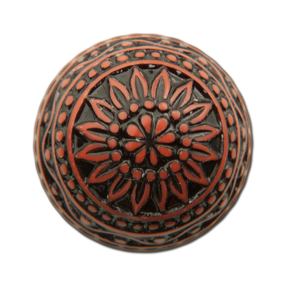 Vintage Etched Mosaic Rust and Black Cabochons 18mm (2) cab710F