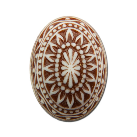 Vintage Etched Mosaic Brown and White Cabochons 25x18mm (2) cab715A