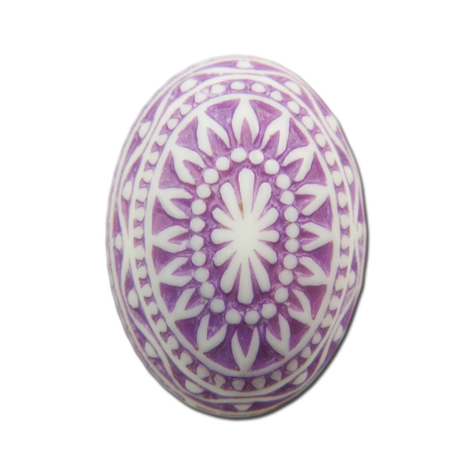 Vintage Etched Mosaic Purple and White Cabochons 25x18mm (2) cab715H