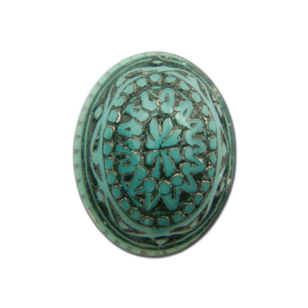 Vintage Mosaic Turquoise Blue and Black Cabochons 10x8mm (8) cab714S
