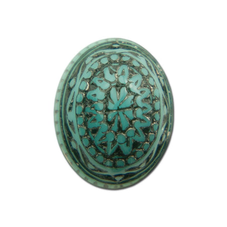 Vintage Mosaic Turquoise Blue and Black Cabochons 10x8mm (8) cab714S