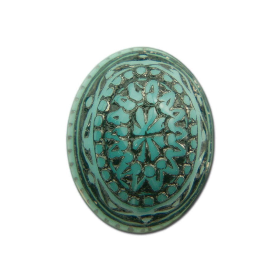 Vintage Mosaic Turquoise Blue and Black Cabochons 10x8mm (8) cab714S