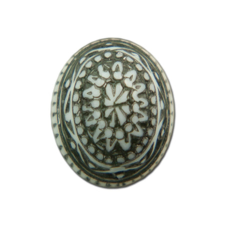 Vintage Mosaic Black and White Cabochons 10x8mm (8) cab714W
