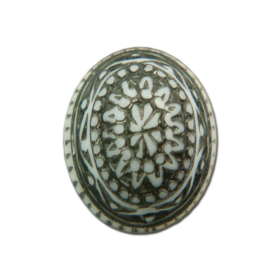 Vintage Mosaic Black and White Cabochons 10x8mm (8) cab714W