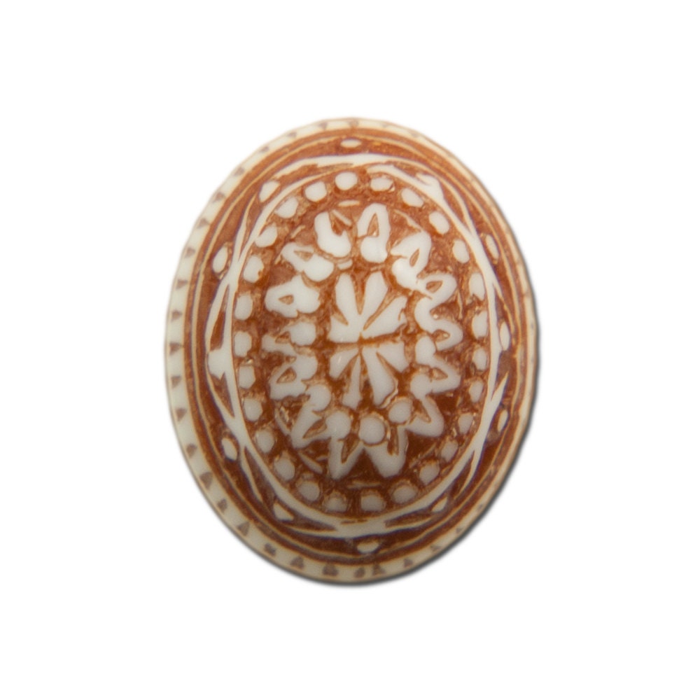 Vintage Mosaic Brown and White Cabochons 10x8mm (8) cab714Y