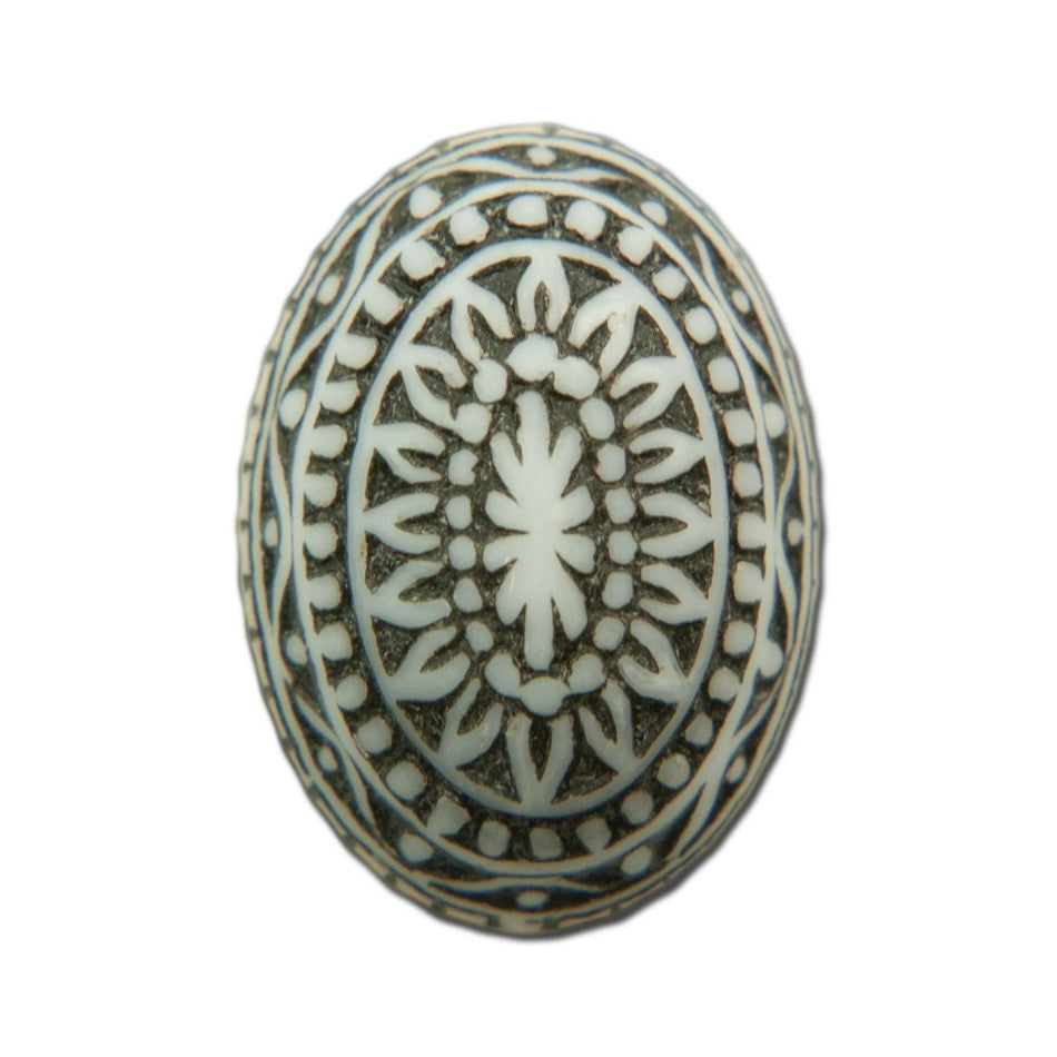 Vintage Etched Mosaic Black and White Cabochons 18x13mm (6) cab714A
