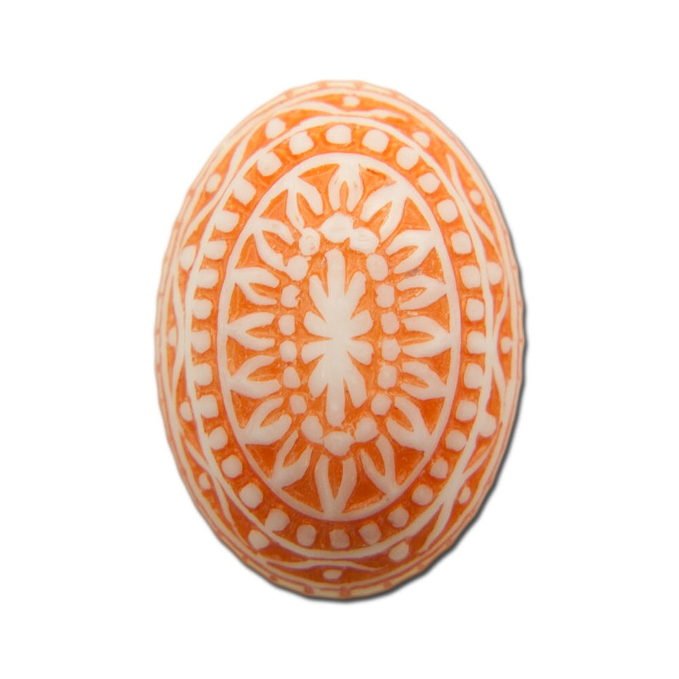 Vintage Etched Mosaic Orange and White Cabochons 18x13mm (6) cab714B