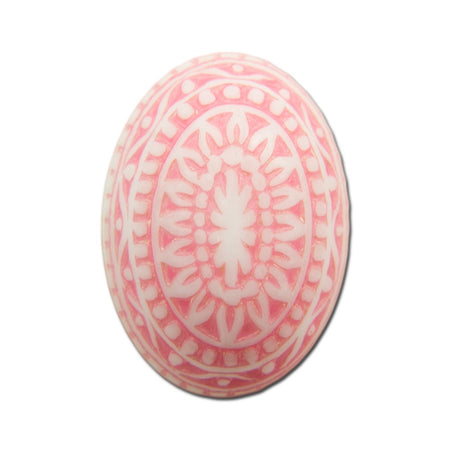 Vintage Etched Mosaic Pink and White Cabochons 18x13mm (6) cab714E
