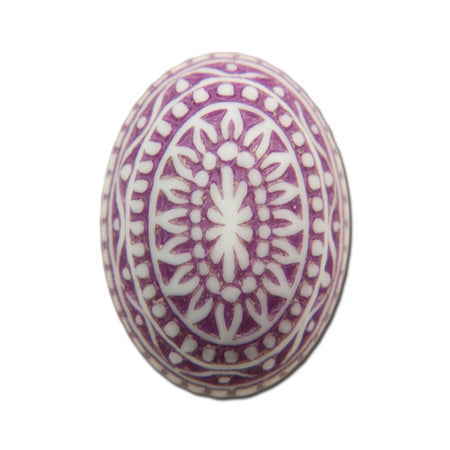 Vintage Etched Mosaic Purple and White Cabochons 18x13mm (6) cab714H