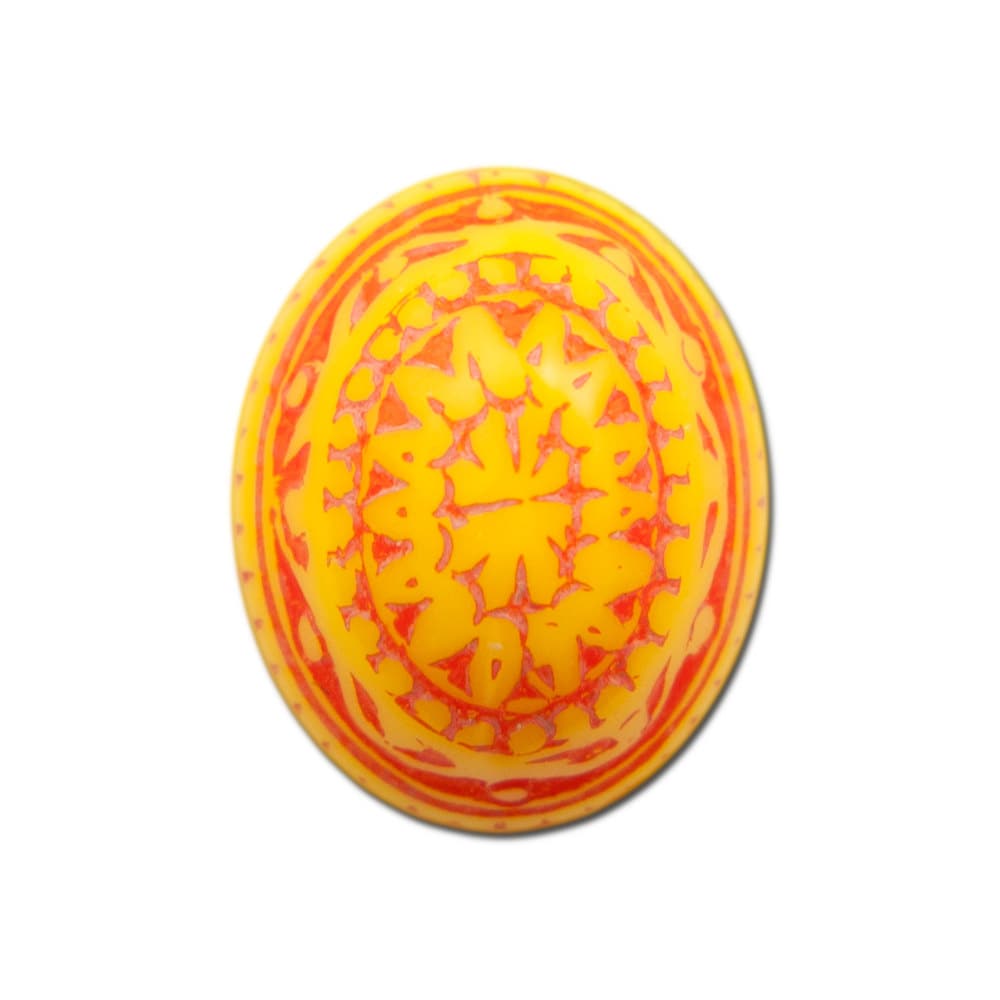 Vintage Mosaic Yellow and Orange Cabochons 10x8mm (8) cab714M