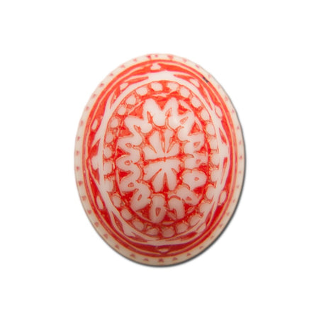 Vintage Mosaic Red and White Cabochons 10x8mm (8) cab714X