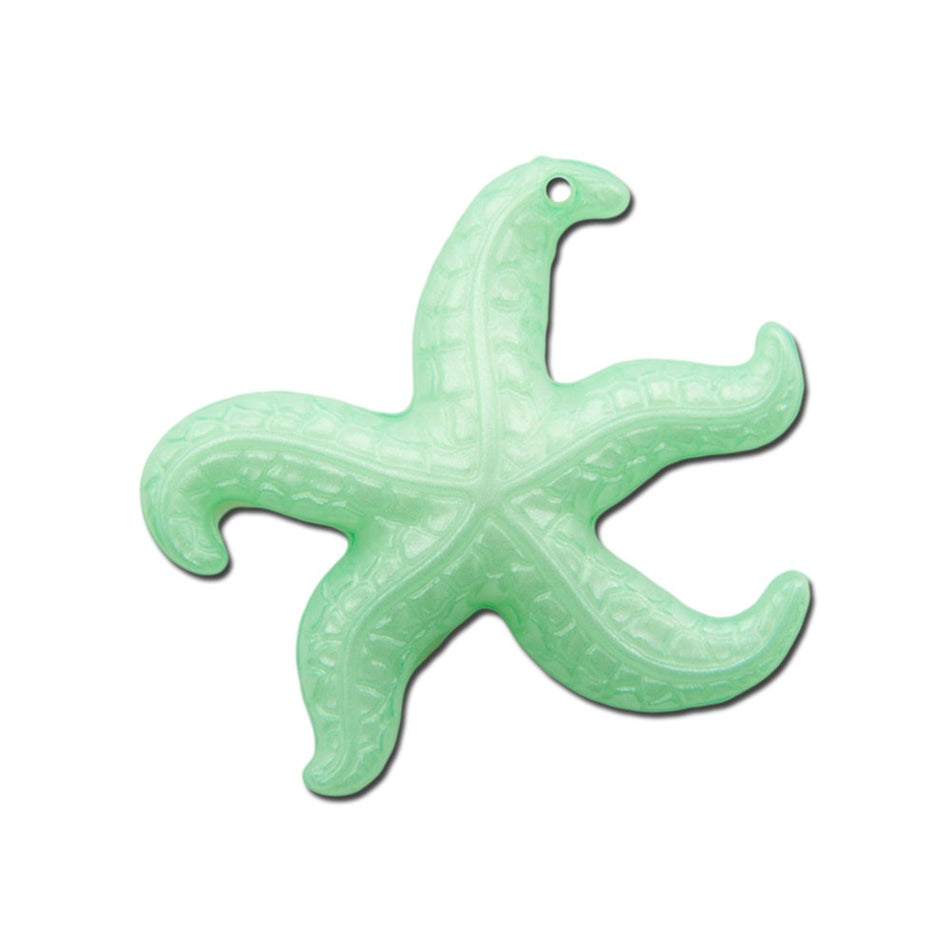 Vintage West German Mint Green Starfish Beads Charms 30mm (4) bds857C