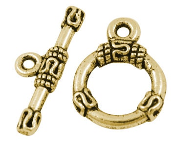 Tribal Serpentine Top Antiqued Gold Toggles (10 Sets) tog010B