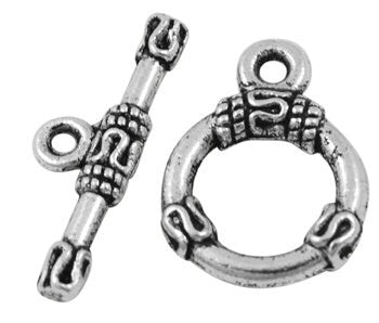 Tribal Serpentine Top Antiqued Silver Toggles (10 Sets) tog010A