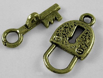 Lock and Key Antiqued Bronze Toggles (10 Sets) tog011C