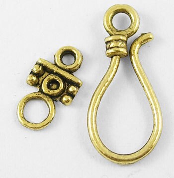 Tribal Loop Antiqued Gold Clasps (8 Sets) tog016B