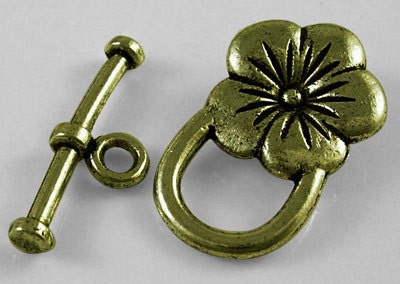 Single Flower Antiqued Bronze Toggles (10 Sets) tog018C